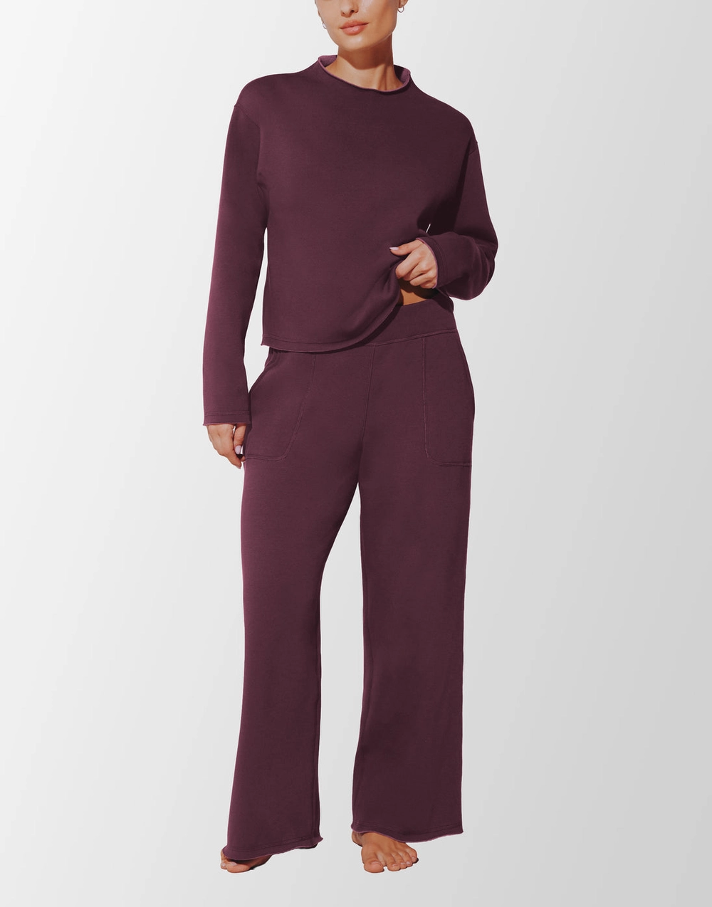 Cuddle Fleece Reversible Pant in Pinot