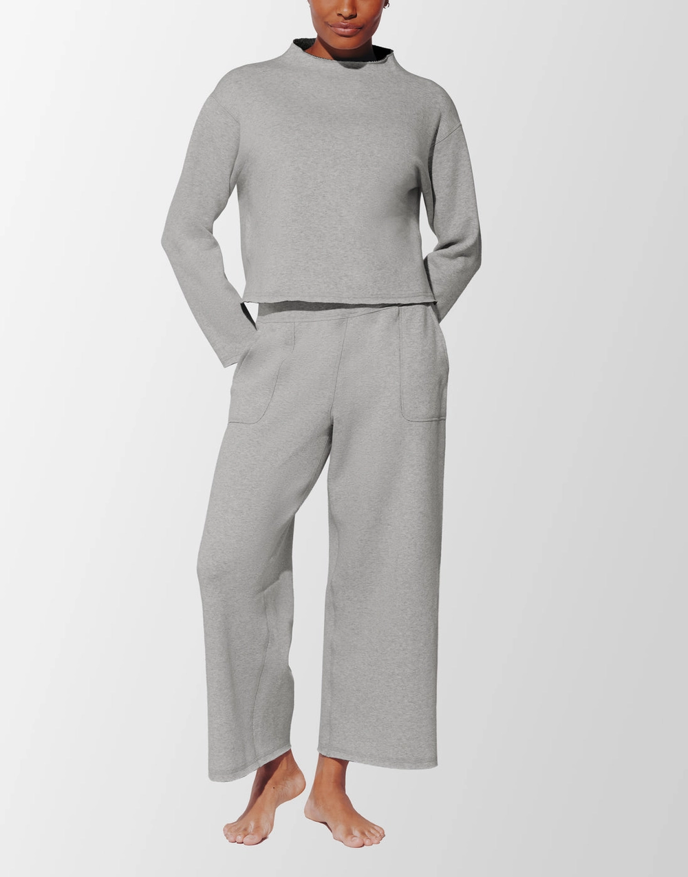 Cuddle Fleece Reversible Pant in Heather Grey